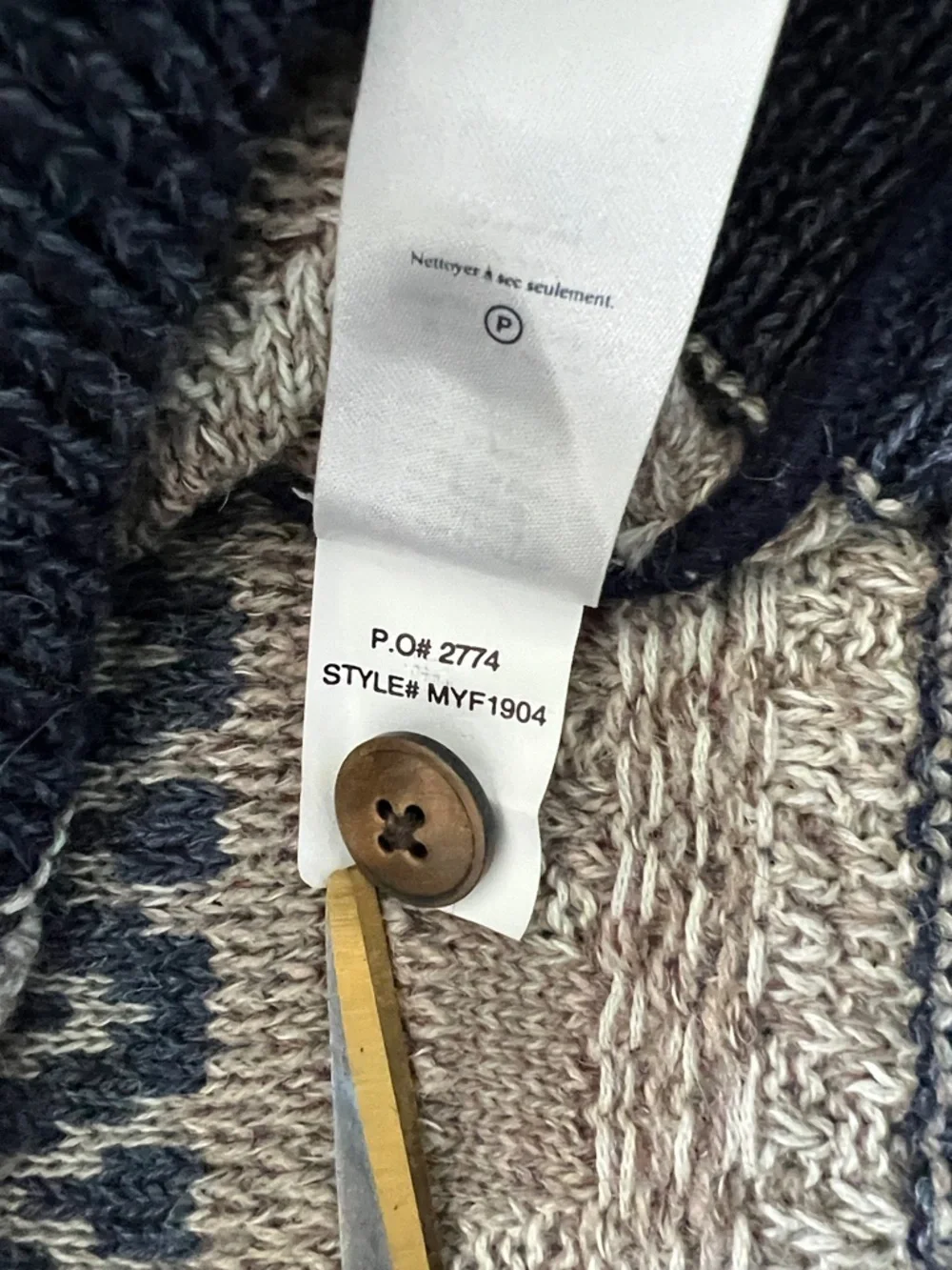 Faherty Men’s Baja Striped Knit Hooded Quarter Button Sweater Navy Tan - Size M